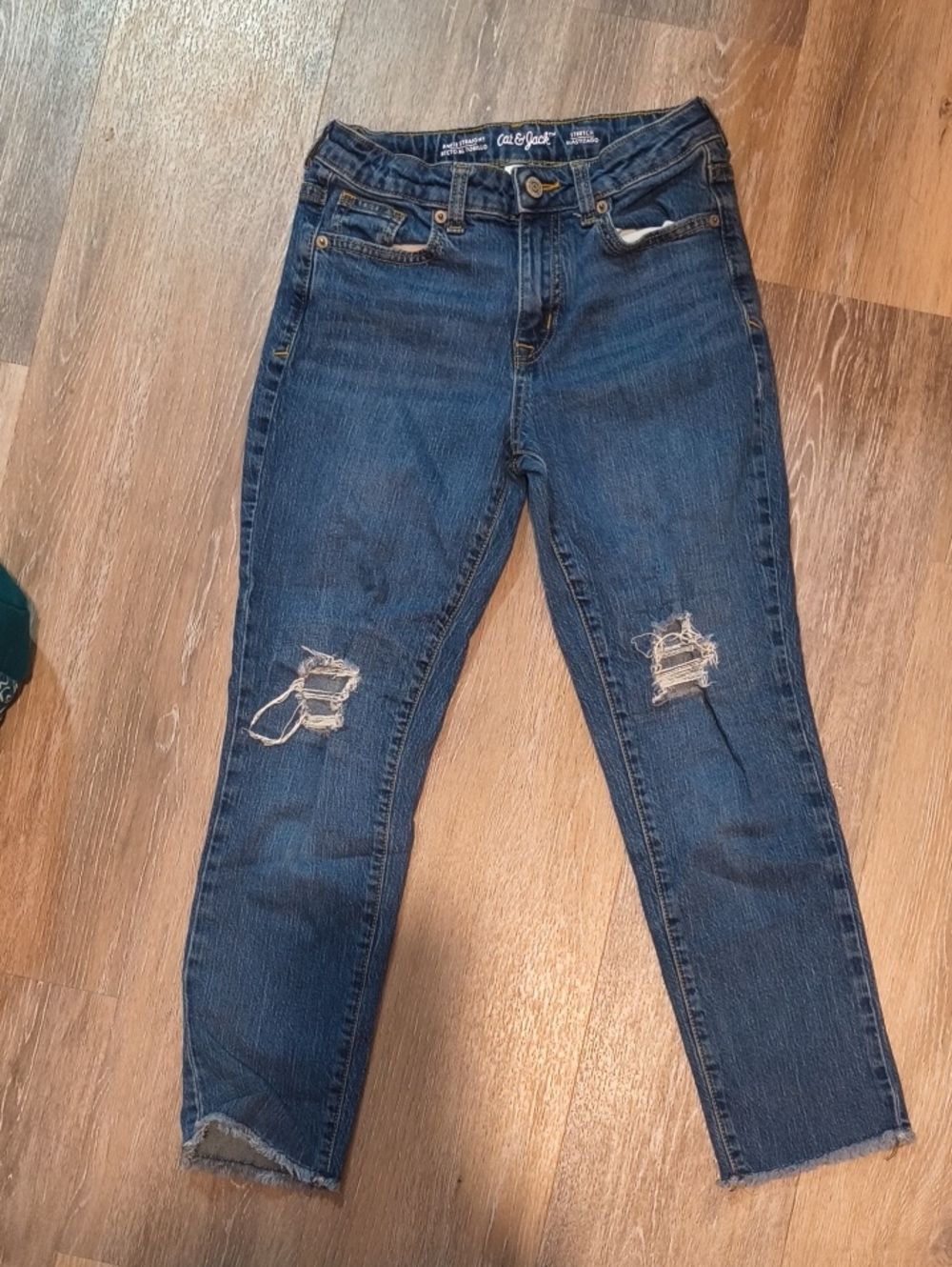 Cat & Jack Dark Blue Ripped Cropped Ankle Straight